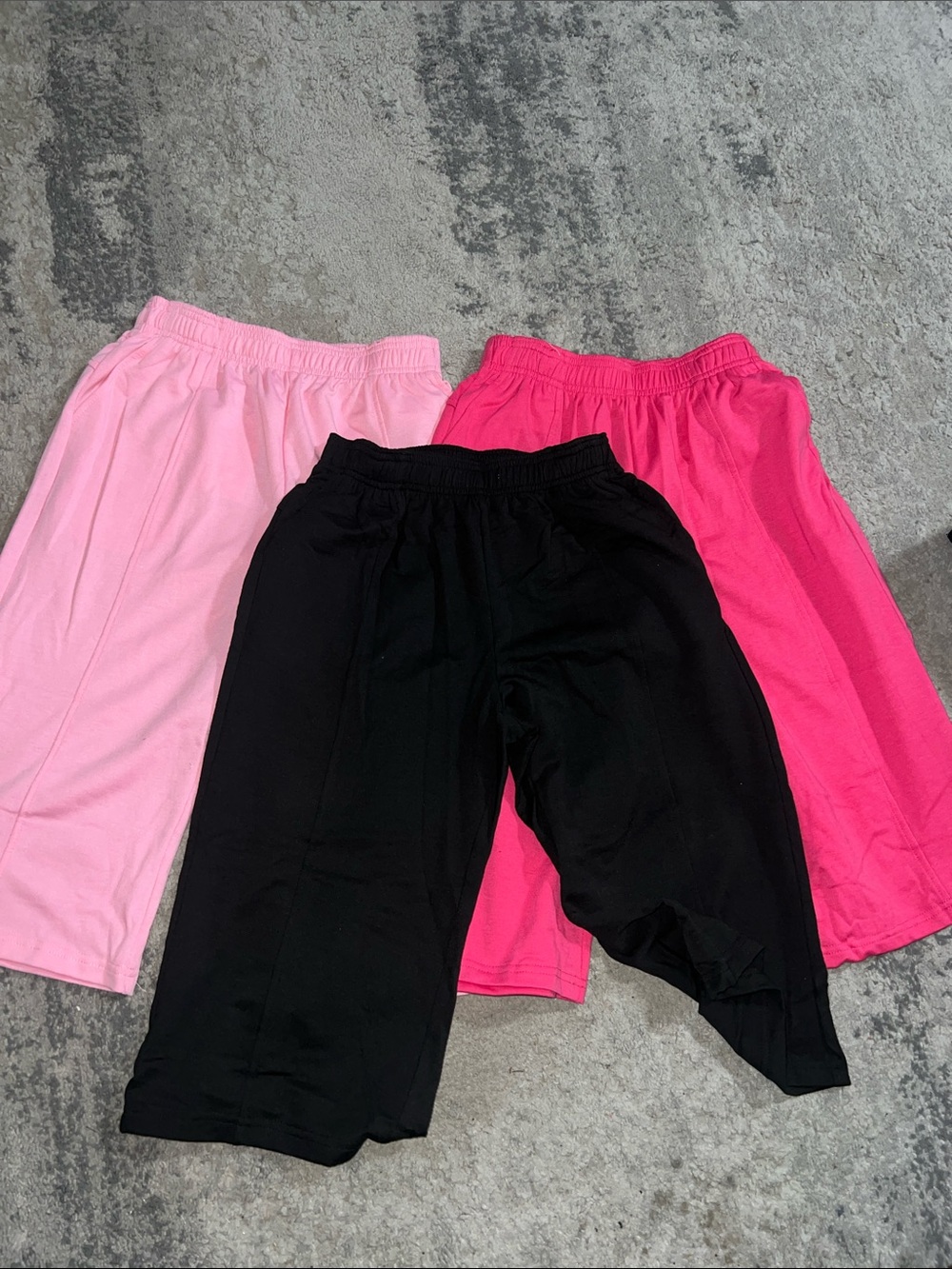Kids Pull-On Elastic Waist Shorts — Black, Hot Pink & Light Pink